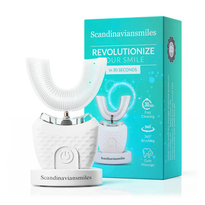 Ultrasonic Toothbrush, 360 Brite Toothbrush Adult U Shaped Tooth Cleaner Teeth Whitening Light Electric Automatic Hands Free