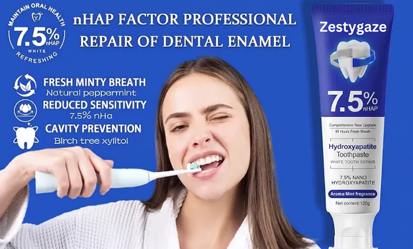 Zestygaze™ 7.5% Hydroxyapatite Toothpaste – Enamel Repair & Whitening