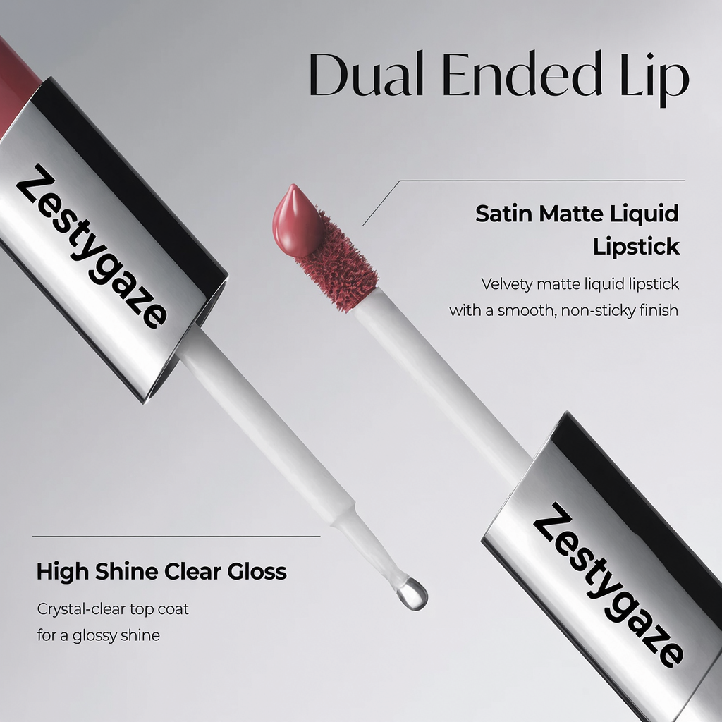 Perfect Twin Lip — Dual-Ended Liquid Lipstick with Velvet Matte Color and Glossy Shine