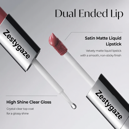 Perfect Twin Lip — Dual-Ended Liquid Lipstick with Velvet Matte Color and Glossy Shine